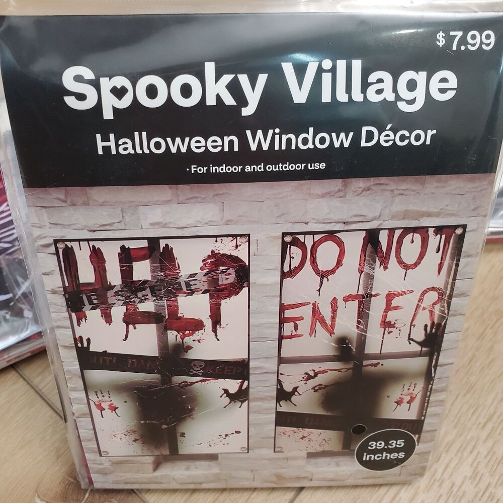 4 Halloween Window Decor Spooky Village Blood Splatter 39" Haunted Horror Lot